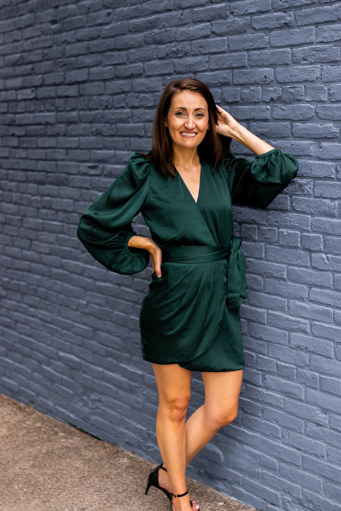 Sharlie Green Pin Dot Wrap Dress – Wave and Rose