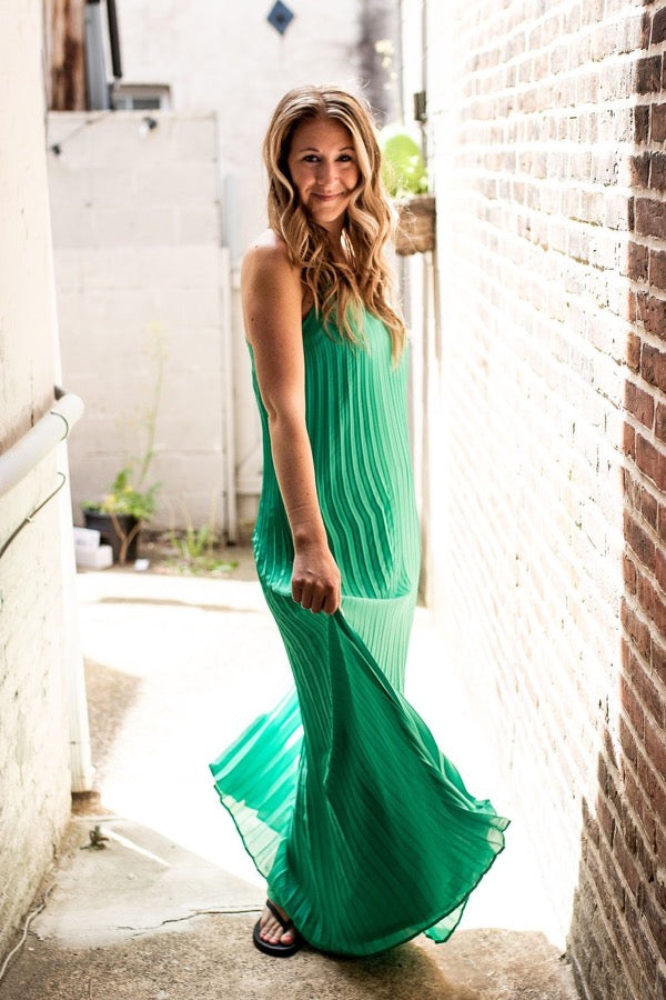 Mia Pleated Maxi Dress Wave and Rose Mia Pleated Maxi Dress Wave and Rose
