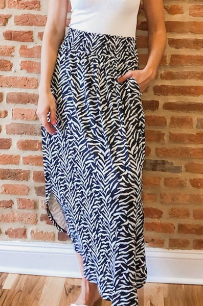 Kona Maxi Skirt in Zebra Print