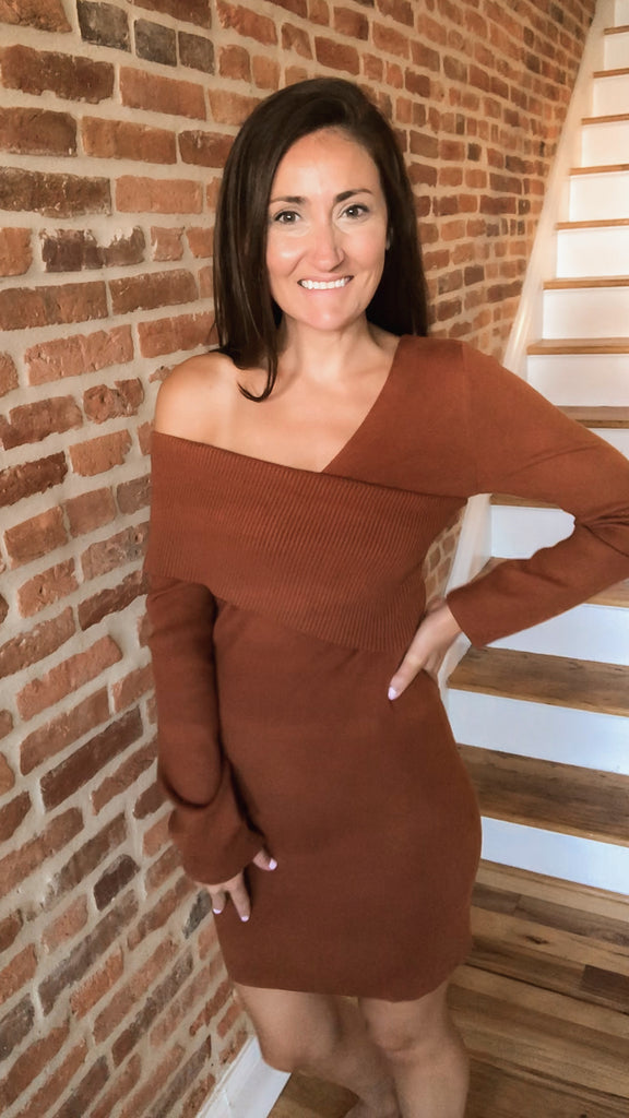 Arizona Asymmetric Knit Sweater Dress Wave and Rose Arizona Asymmetric Knit Sweater Dress Wave and Rose